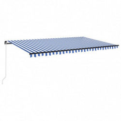 Gelenkarmmarkise Einziehbar mit LED 500x350 cm Blau und Weiß