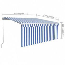 Gelenkarmmarkise Einziehbar mit Jalousie 3x2,5 m Blau und Weiß