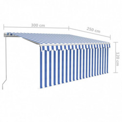 Gelenkarmmarkise Einziehbar mit Jalousie LED 3x2,5m Blau & Weiß