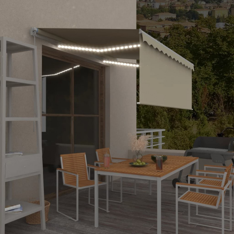 Gelenkarmmarkise Einziehbar mit Jalousie & LED 3x2,5 m Creme