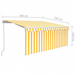 Gelenkarmmarkise Einziehbar mit Jalousie LED 3x2,5m Gelb & Weiß