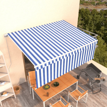 Gelenkarmmarkise Einziehbar mit Jalousie 4x3 m Blau und Weiß