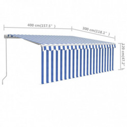 Gelenkarmmarkise Einziehbar mit Jalousie 4x3 m Blau und Weiß