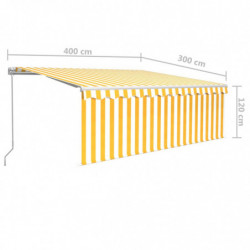 Gelenkarmmarkise Einziehbar mit Jalousie 4x3 m Gelb und Weiß