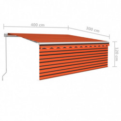 Gelenkarmmarkise Einziehbar mit Jalousie 4x3 m Orange und Braun
