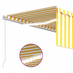 Gelenkarmmarkise Einziehbar mit Jalousie & LED 4x3m Gelb & Weiß