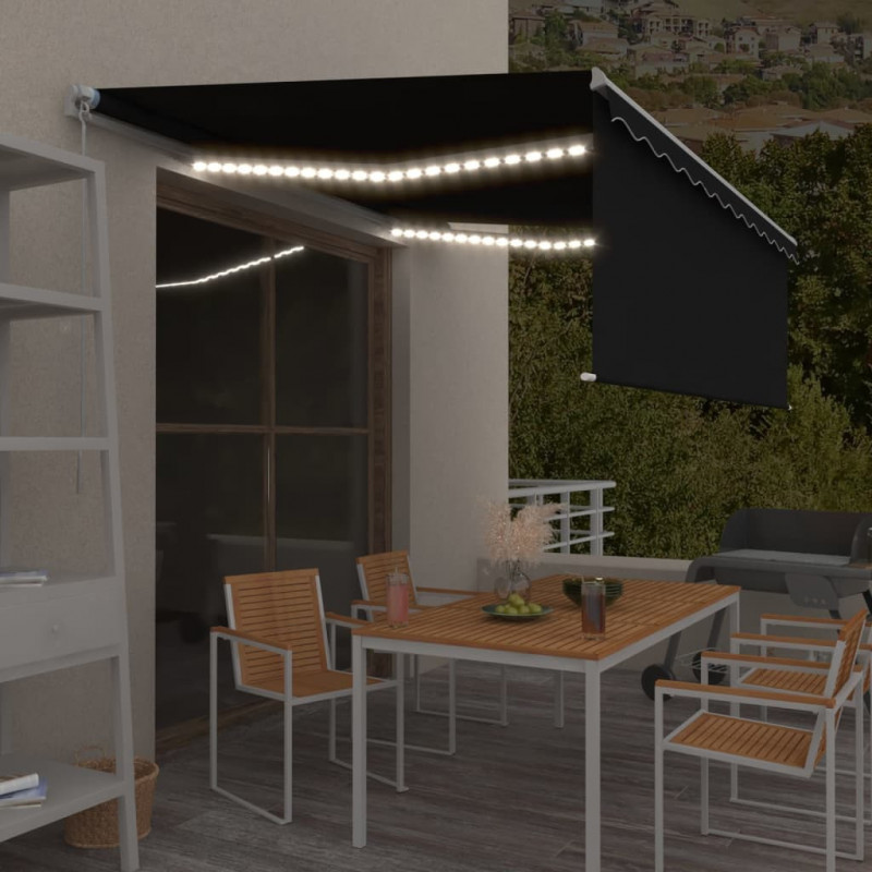 Gelenkarmmarkise Einziehbar mit Jalousie & LED 4x3 m Anthrazit