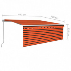 Gelenkarmmarkise Einziehbar mit Jalousie LED 4x3 m Orange Braun