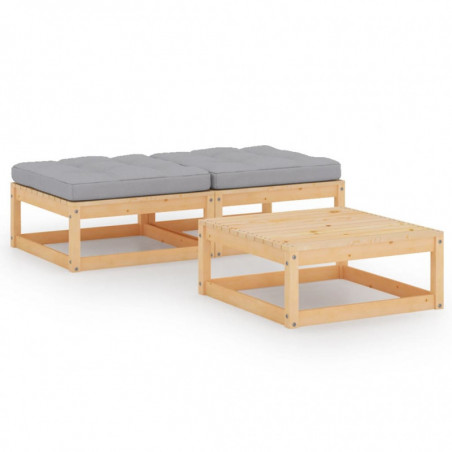 3-tlg. Garten-Lounge-Set Carry mit Kissen Kiefer Massivholz