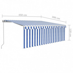 Gelenkarmmarkise Einziehbar mit Jalousie 4,5x3m Blau und Weiß