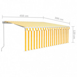 Gelenkarmmarkise Einziehbar mit Jalousie 4,5x3m Gelb und Weiß