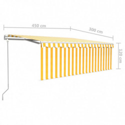 Automatische Markise Jalousie LED Windsensor 4,5x3 m Gelb Weiß