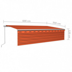 Gelenkarmmarkise Einziehbar mit Jalousie 6x3 m Orange und Braun
