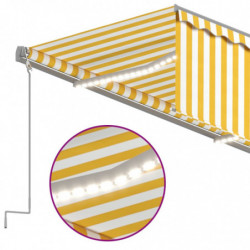 Automatische Markise Jalousie LED Windsensor 3x2,5m Gelb Weiß