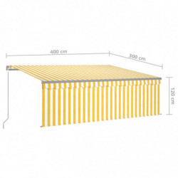 Gelenkarmmarkise Einziehbar mit Jalousie 4x3 m Gelb und Weiß