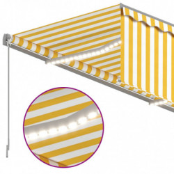 Gelenkarmmarkise Einziehbar mit Jalousie LED 4x3 m Gelb & Weiß