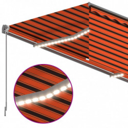 Gelenkarmmarkise Einziehbar mit Jalousie LED 4x3 m Orange Braun