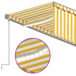 Automatische Markise mit Jalousie LED Windsensor 5x3m Gelb Weiß