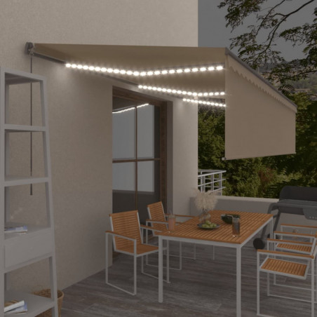 Gelenkarmmarkise Einziehbar mit Jalousie & LED 6x3 m Creme