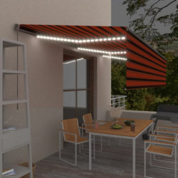 Gelenkarmmarkise Einziehbar mit Jalousie LED 6x3 m Orange Braun