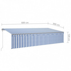 Gelenkarmmarkise Automatisch mit Jalousie 6x3 m Blau und Weiß