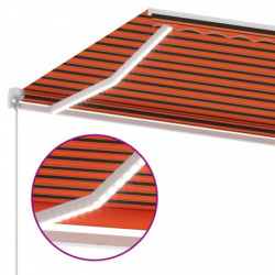 Gelenkarmmarkise Einziehbar mit LED 400x300 cm Orange und Braun