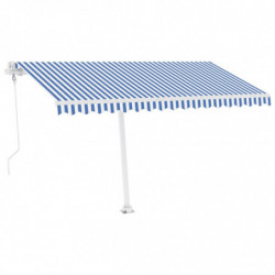 Automatische Markise mit LED & Windsensor 400x300 cm Blau Weiß