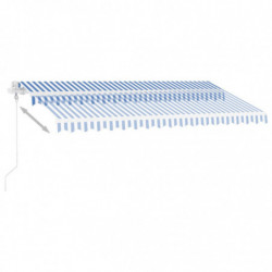 Automatische Markise mit LED & Windsensor 400x300 cm Blau Weiß