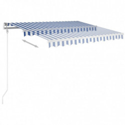 Gelenkarmmarkise Einziehbar mit LED 300x250 cm Blau und Weiß
