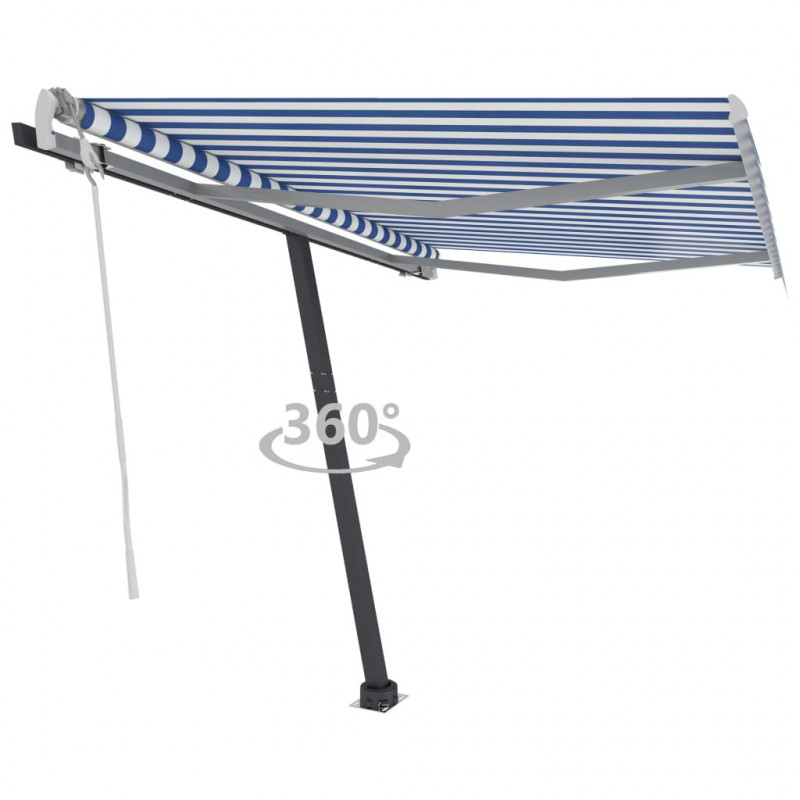 Standmarkise Einziehbar Handbetrieben 350x250 cm Blau/Weiß