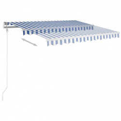 Gelenkarmmarkise Einziehbar mit LED 350x250 cm Blau und Weiß