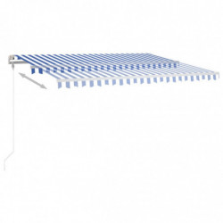Gelenkarmmarkise Einziehbar mit LED 450x300 cm Blau und Weiß