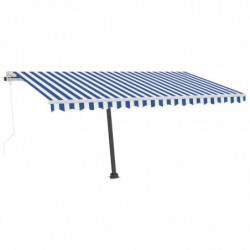 Automatische Markise mit LED & Windsensor 450x350 cm Blau/Weiß