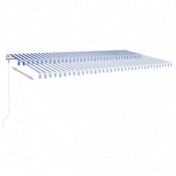 Gelenkarmmarkise Einziehbar mit LED 600x350 cm Blau und Weiß