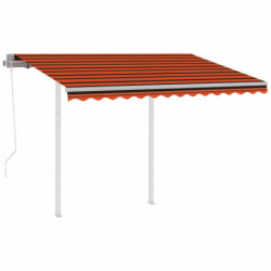 Gelenkarmmarkise Automatisch mit Pfosten 3x2,5 m Orange Braun