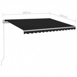 Automatische Markise mit LED & Windsensor 3,5x2,5 m Anthrazit