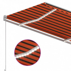 Automatische Markise mit LED & Windsensor 3,5x2,5m Orange Braun