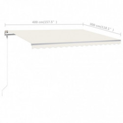 Gelenkarmmarkise Einziehbar mit Pfosten 4x3 m Cremeweiß