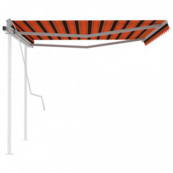 Gelenkarmmarkise Einziehbar mit Pfosten 4x3 m Orange und Braun