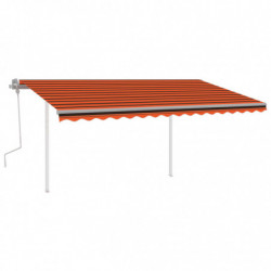 Gelenkarmmarkise Einziehbar mit Pfosten 4,5x3 m Orange und Braun