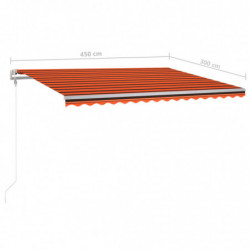 Gelenkarmmarkise Einziehbar mit Pfosten 4,5x3 m Orange und Braun