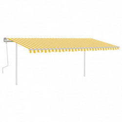 Gelenkarmmarkise Einziehbar mit Pfosten 5x3 m Gelb und Weiß