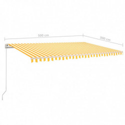 Gelenkarmmarkise Einziehbar mit Pfosten 5x3 m Gelb und Weiß