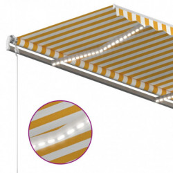 Gelenkarmmarkise Einziehbar mit LED 4x3,5 m Gelb und Weiß