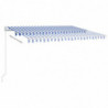 Gelenkarmmarkise Automatisch mit Pfosten 4,5x3,5 m Blau Weiß
