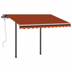 Gelenkarmmarkise Automatisch mit Pfosten 3x2,5 m Orange Braun