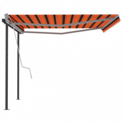 Gelenkarmmarkise Einziehbar mit Pfosten 4x3 m Orange und Braun
