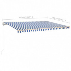 Gelenkarmmarkise Einziehbar mit LED 5x3 m Blau & Weiß