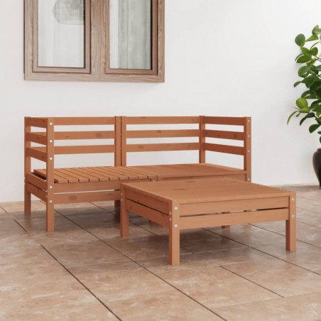 3-tlg. Garten-Lounge-Set Cassia Honigbraun Massivholz Kiefer