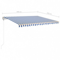 Gelenkarmmarkise Einziehbar mit Pfosten 4x3,5 m Blau & Weiß